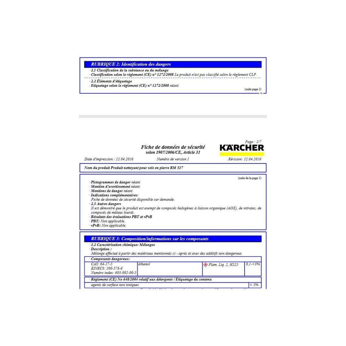 KARCHER Détergent Nettoyant sols en pierre