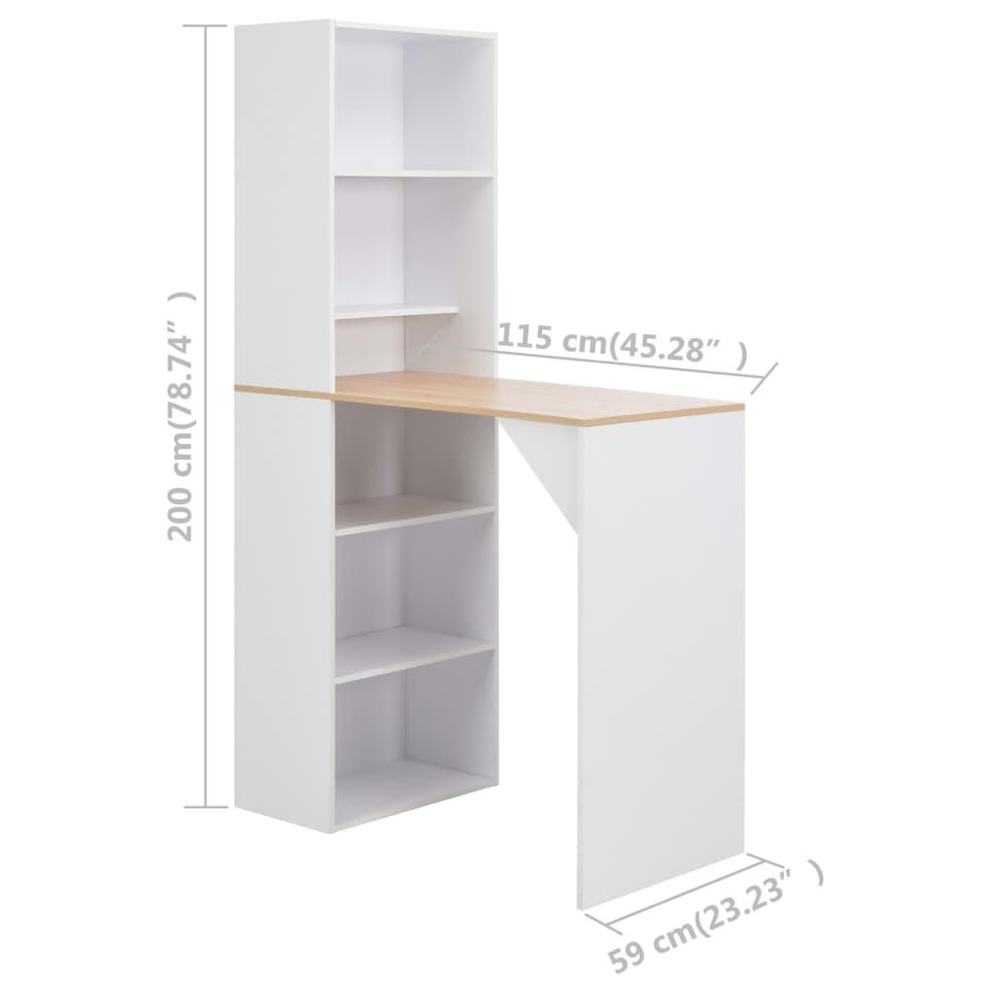 Voir la diapositive 6 : VIDAXL Table de bar avec armoire Blanc 115x59x200 cm