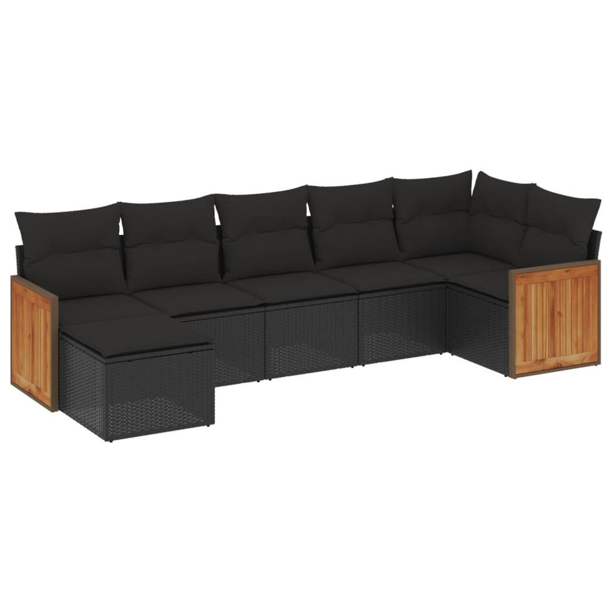 Voir la diapositive 2 : VIDAXL Salon de jardin 7 pcs avec coussins noir resine tressee