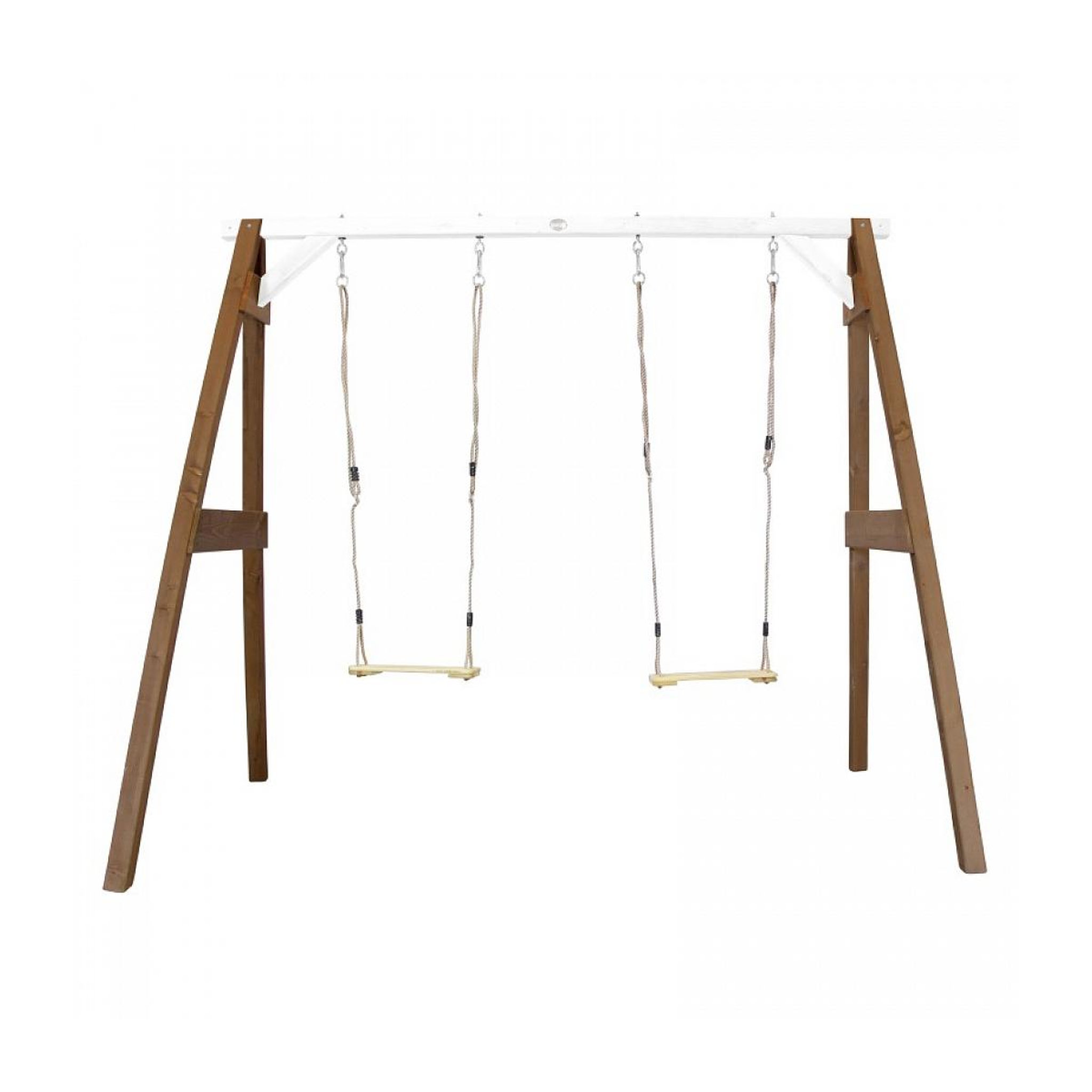 Axi House AXI Portique double 2 balancoires en bois Marron Blanc 160x254x207cm