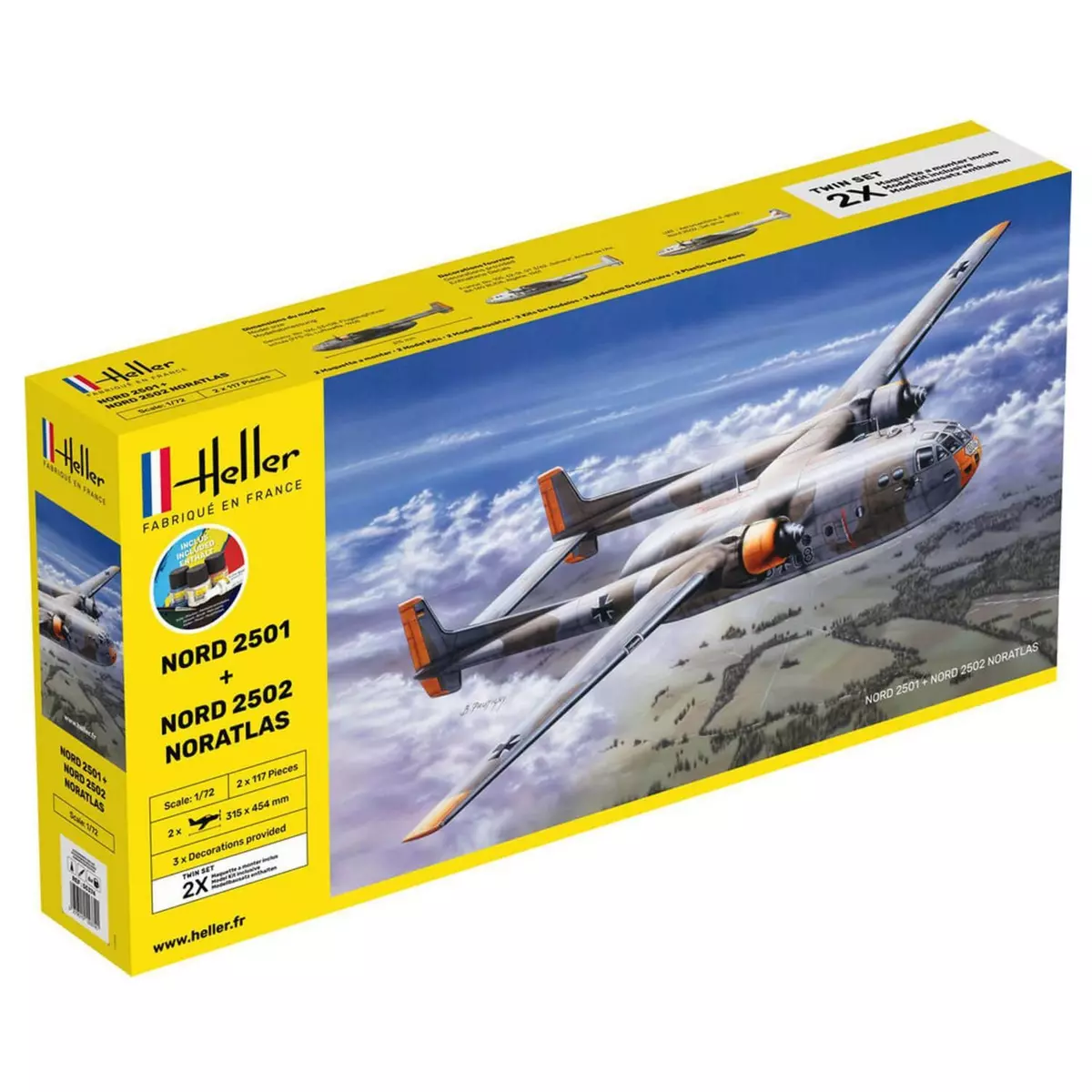 Heller Maquettes avions : Starter Kit : Nord 2501 et Nord 2502  NORATLAS  Twinset