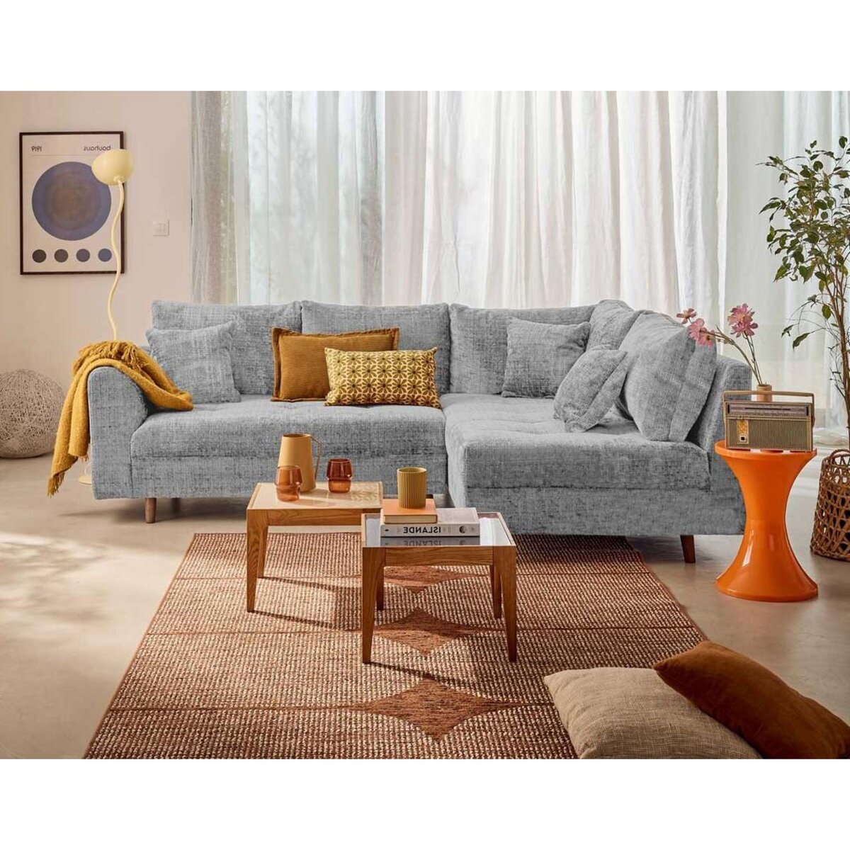 LISA DESIGN Rune - canapé d'angle droit 4 places en velours texturé