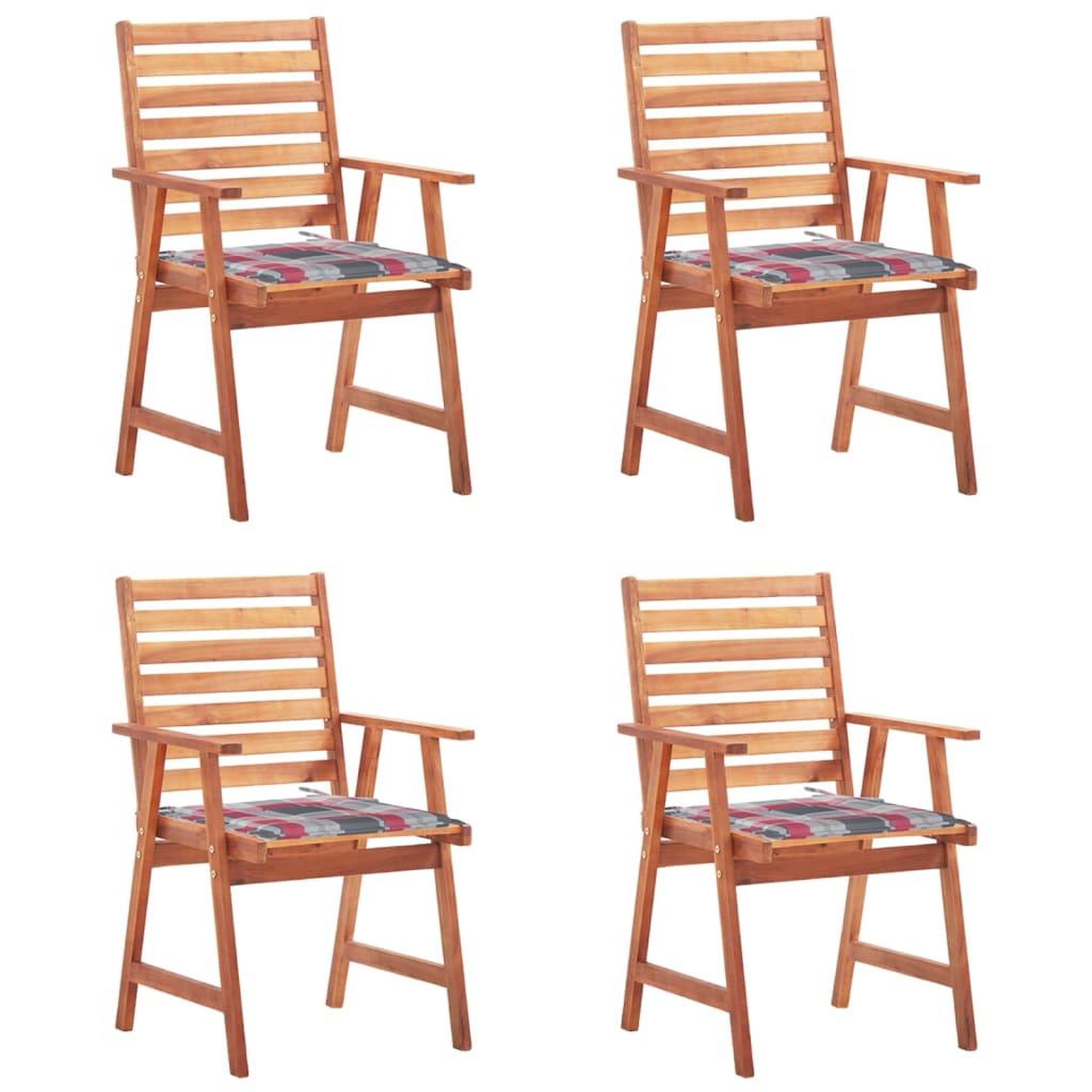 Voir la diapositive 1 : VIDAXL Chaises a manger d'exterieur lot de 4 et coussins Acacia massif