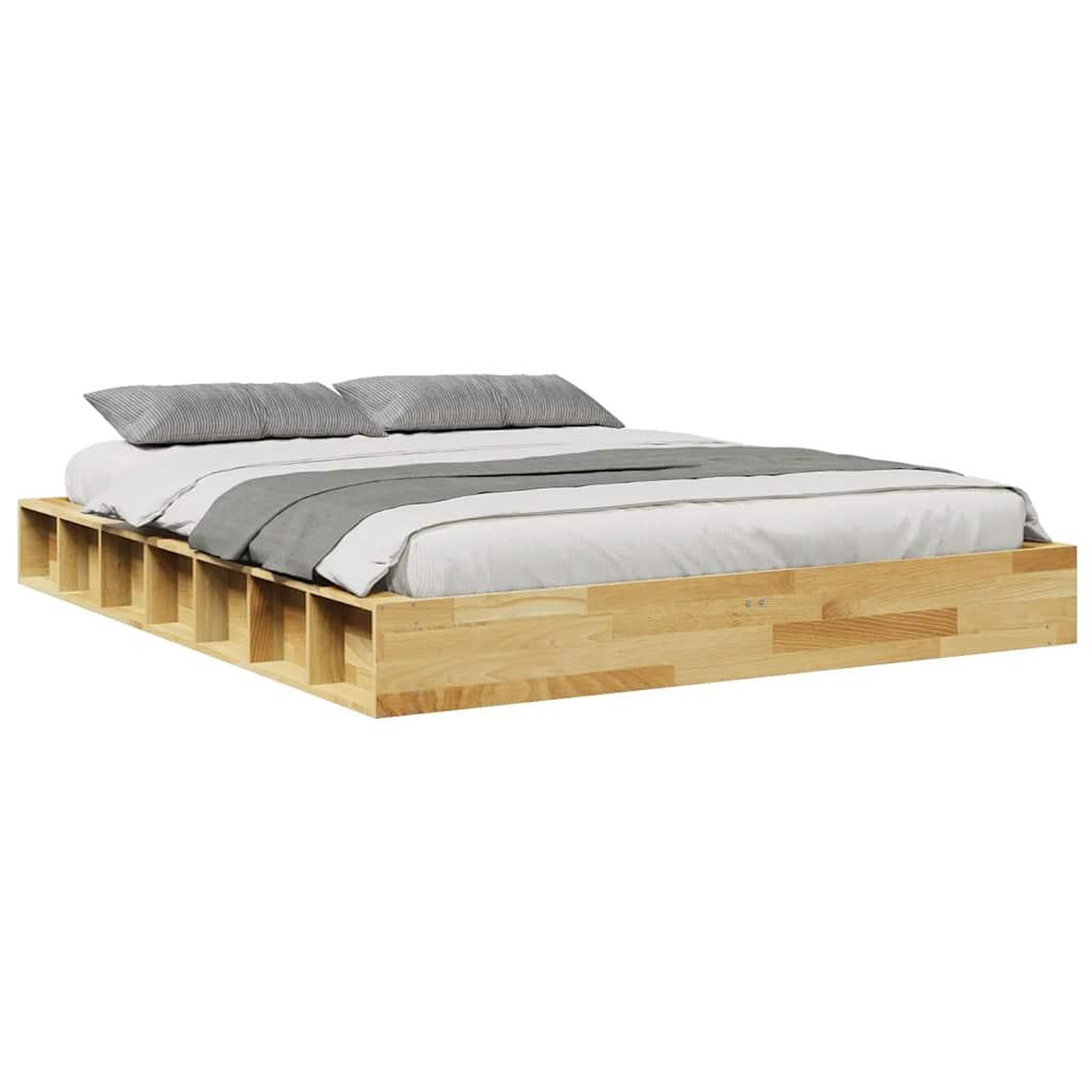 Voir la diapositive 5 : VIDAXL Cadre de lit sans matelas 135x190 cm bois massif de chene