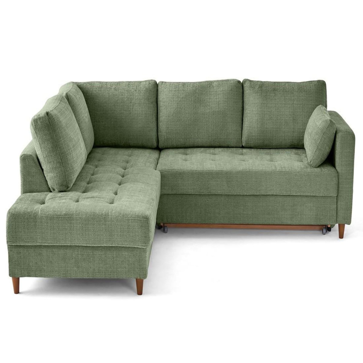 LISA DESIGN Anna - canapé d'angle gauche 5 places convertible en velours texturé