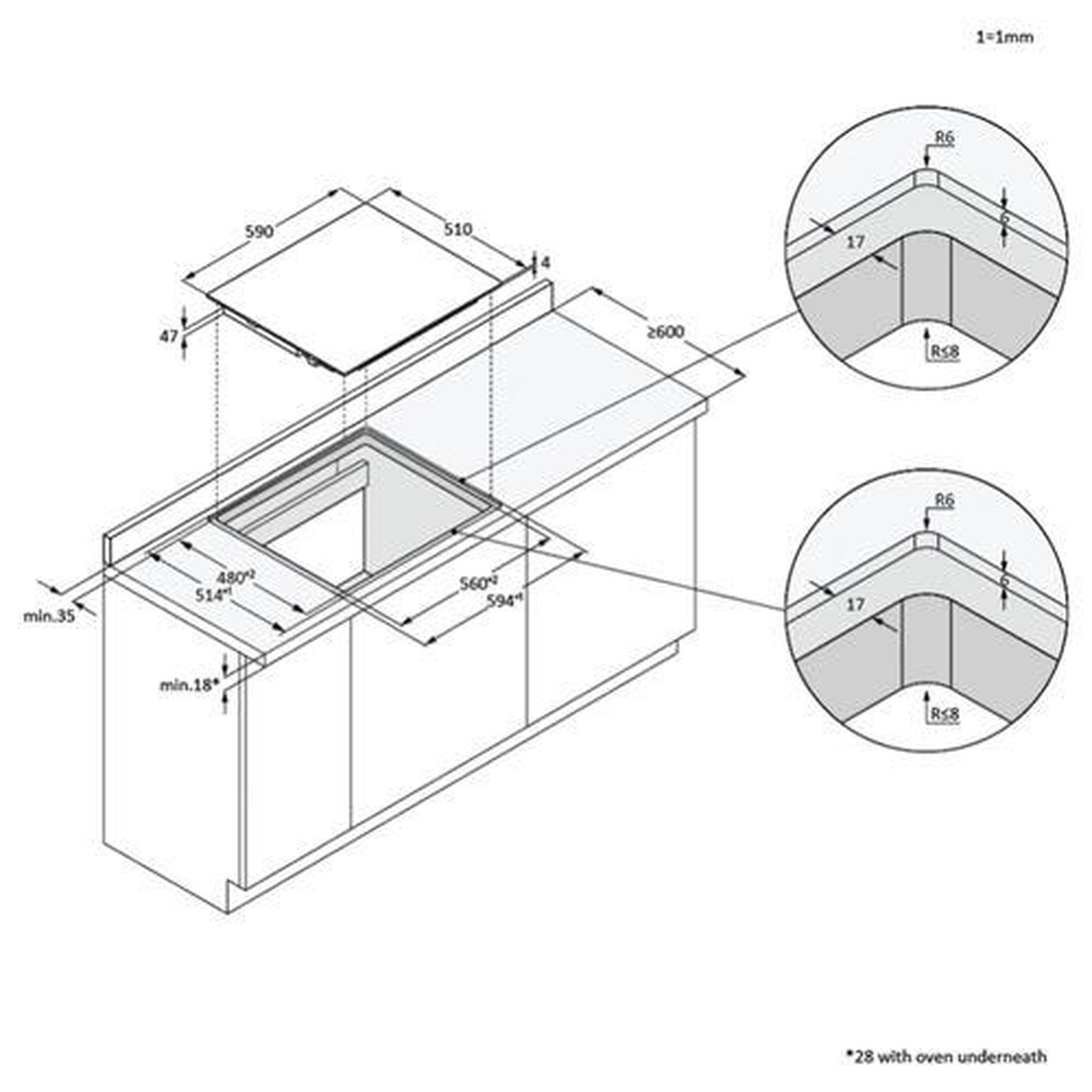 Voir la diapositive 6 : Rosieres Plaque induction RIF64DCS Dual Chef