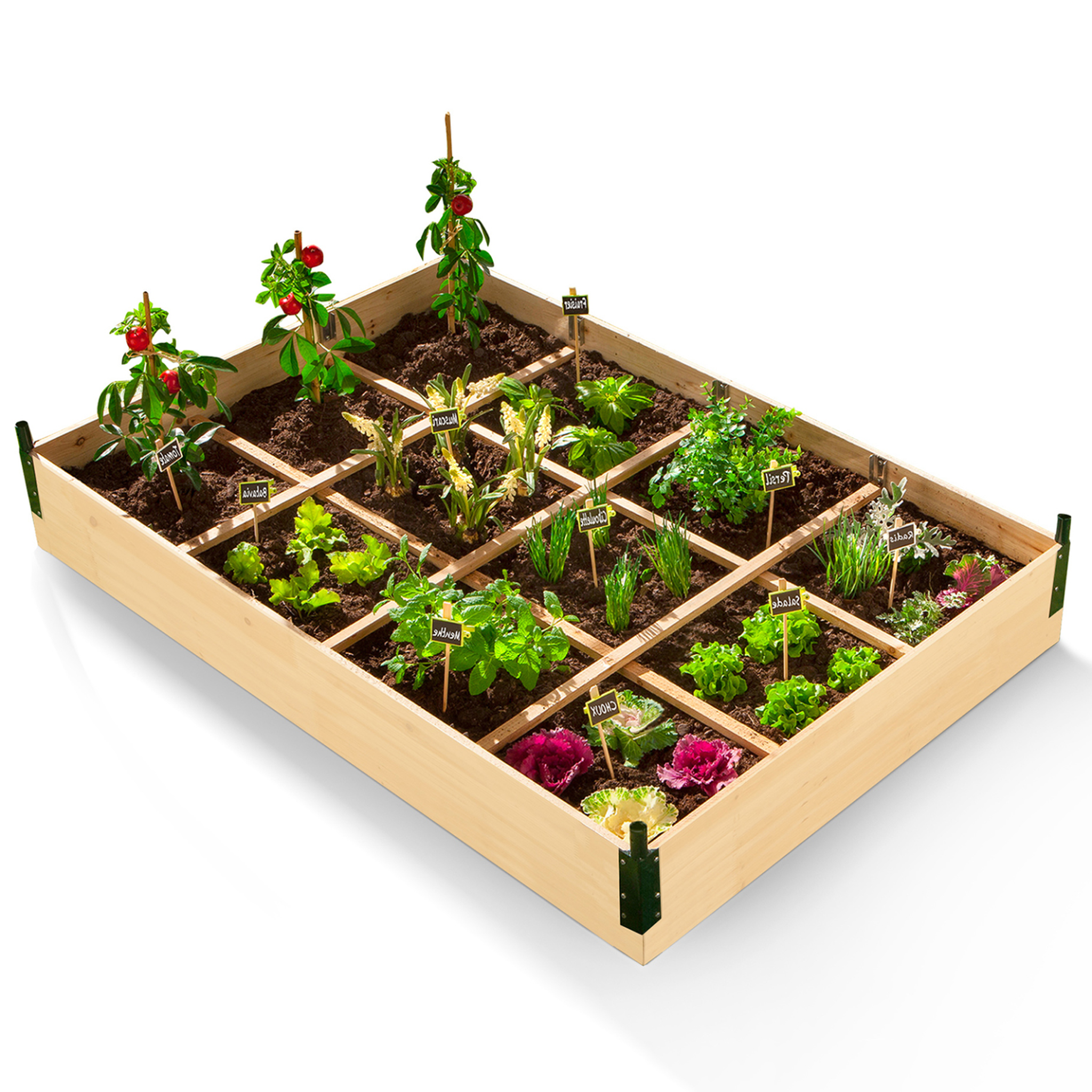 Voir la diapositive 4 : ID MARKET Carré potager 12 compartiments + housse serre châssis