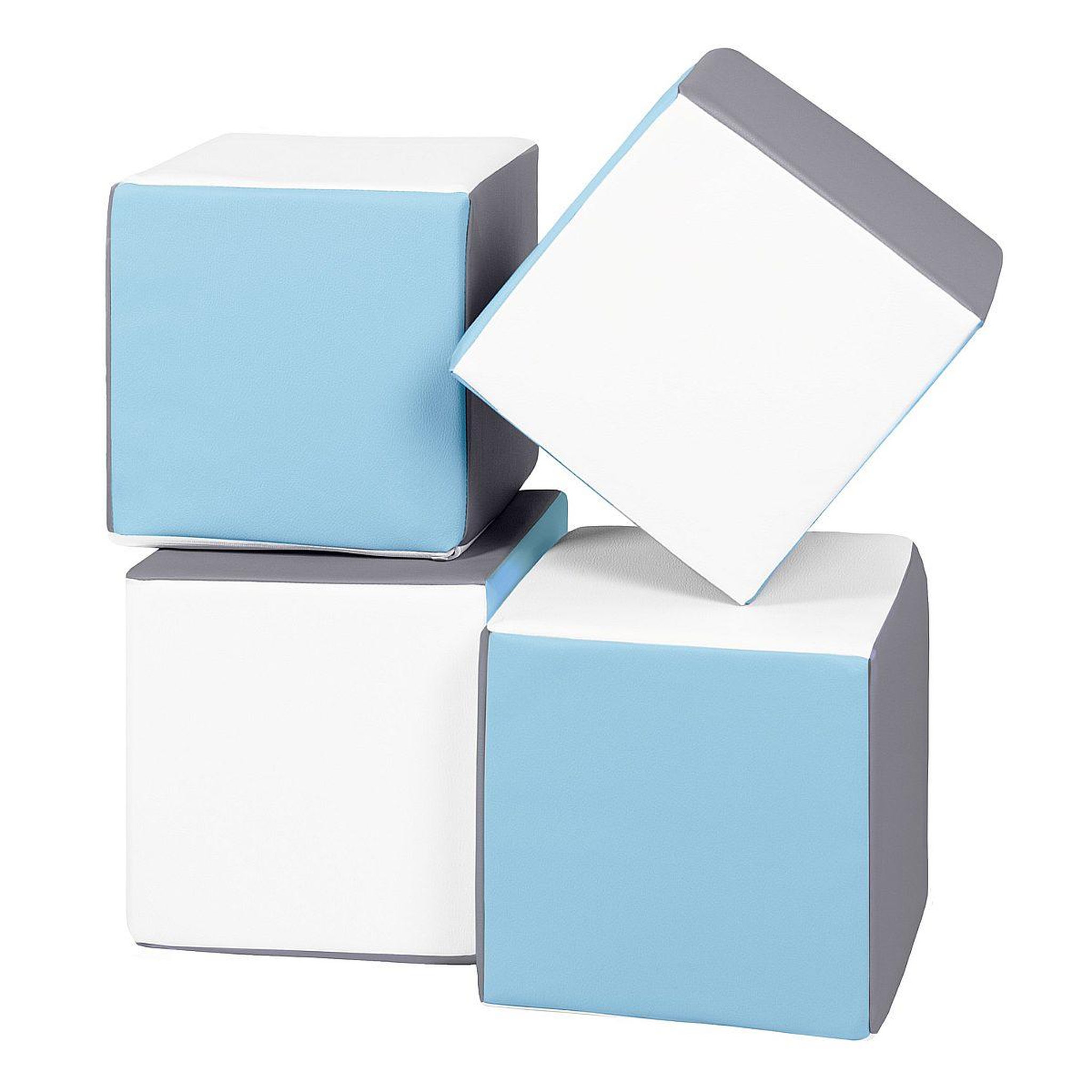 VELINDA Lot cubes xxl mousse 4 pcs blanc, bleu clair, gris