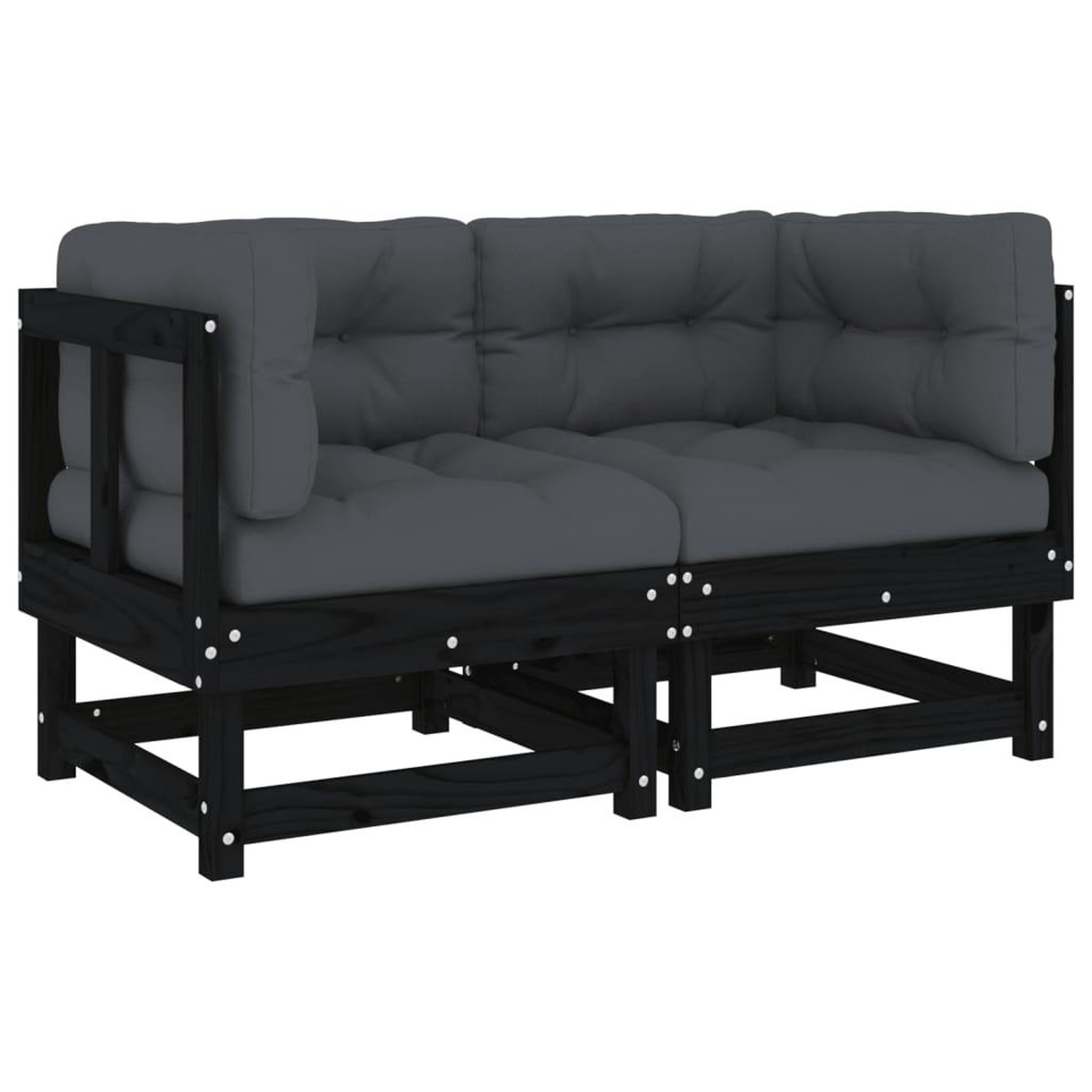 Voir la diapositive 2 : VIDAXL Canapes d'angle avec coussins 2 pcs noir bois de pin massif