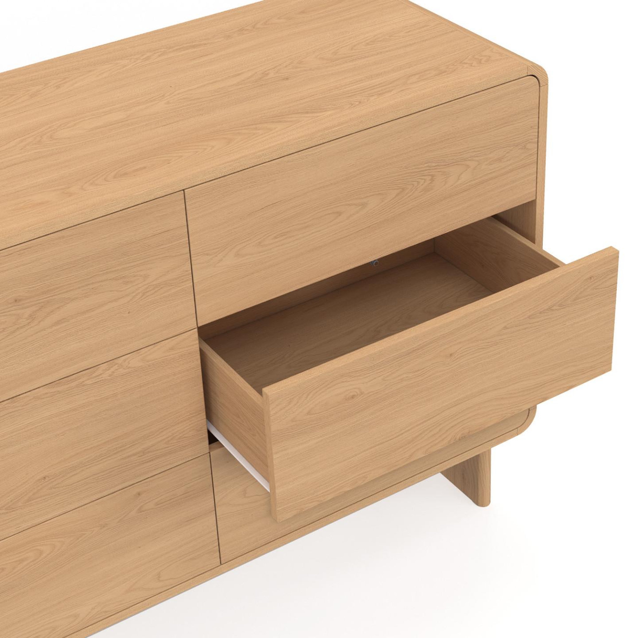 Voir la diapositive 6 : ID MARKET Commode 6 tiroirs capucine 115 cm façon hêtre design arrondi