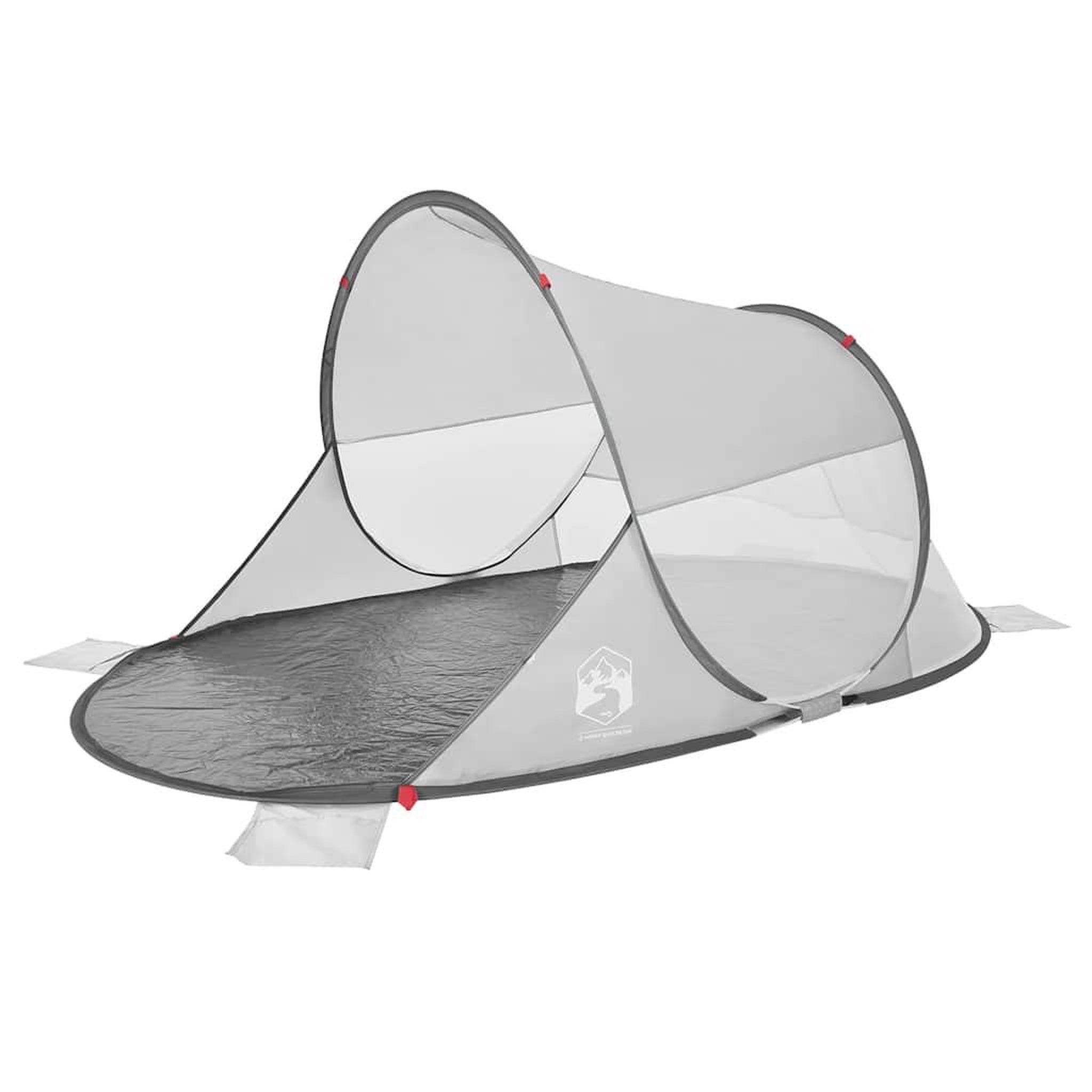 Voir la diapositive 2 : VIDAXL Tente de plage gris escamotable impermeable