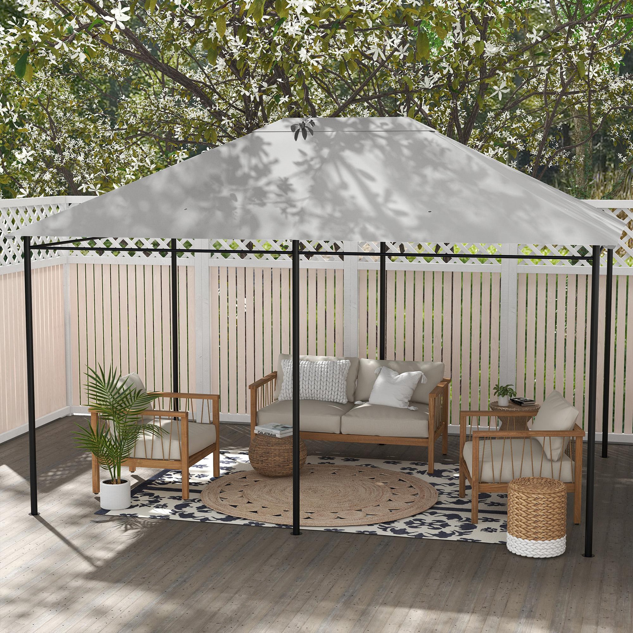 Voir la diapositive 4 : OUTSUNNY Toile de remplacement tonnelle 3 x 4 m tissu haute densité gris clair