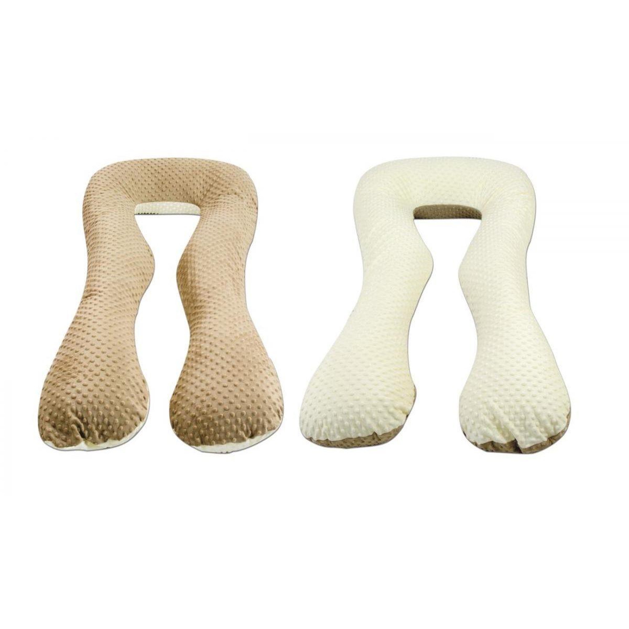 VELINDA Coussin Grossesse/Allaitement forme en U cappuccino – crème