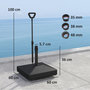 Voir la diapositive 3 : OUTSUNNY Pied de parasol avec poignée ajustable et roulettes - lestage eau sable - dim. 60 x 60 x 100 cm - HDPE noir
