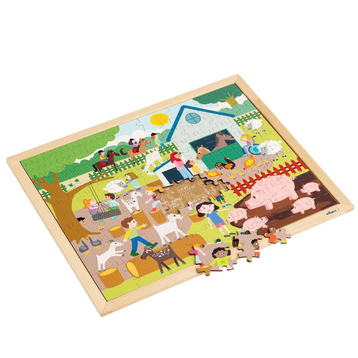 EDUCO Puzzle en Bois - Puzzle Together - au zoo pour enfants - jeu Montessori