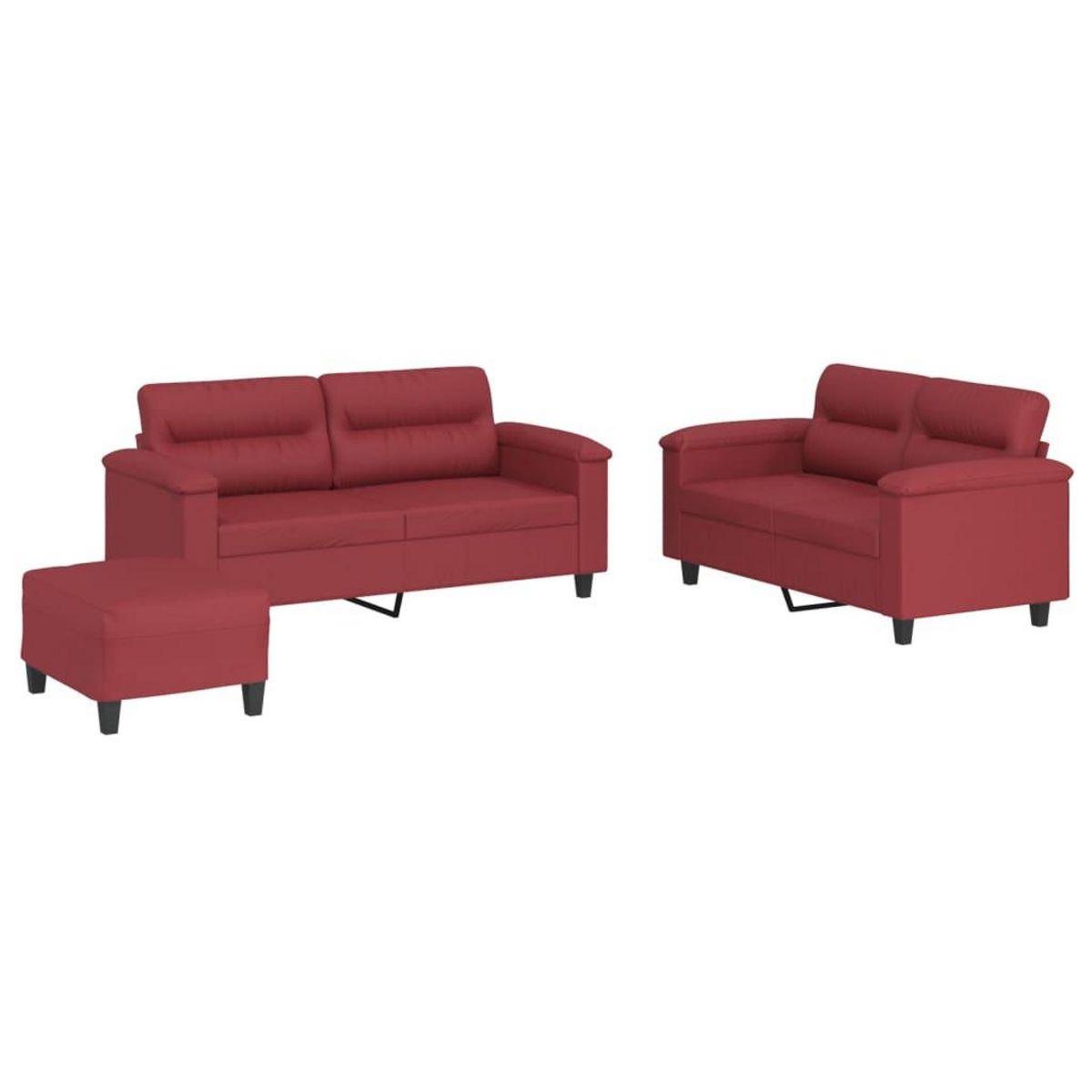 VIDAXL Ensemble de canapes 3 pcs et coussins Rouge bordeaux Similicuir
