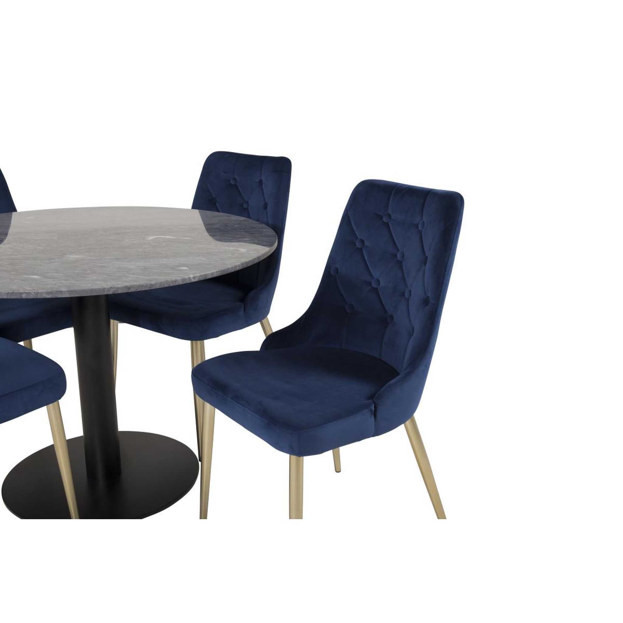 Voir la diapositive 3 : Paris Prix Ensemble Table à Manger & 4 Chaises  Estelle I & Deluxe II  106cm Gris Foncé & Bleu