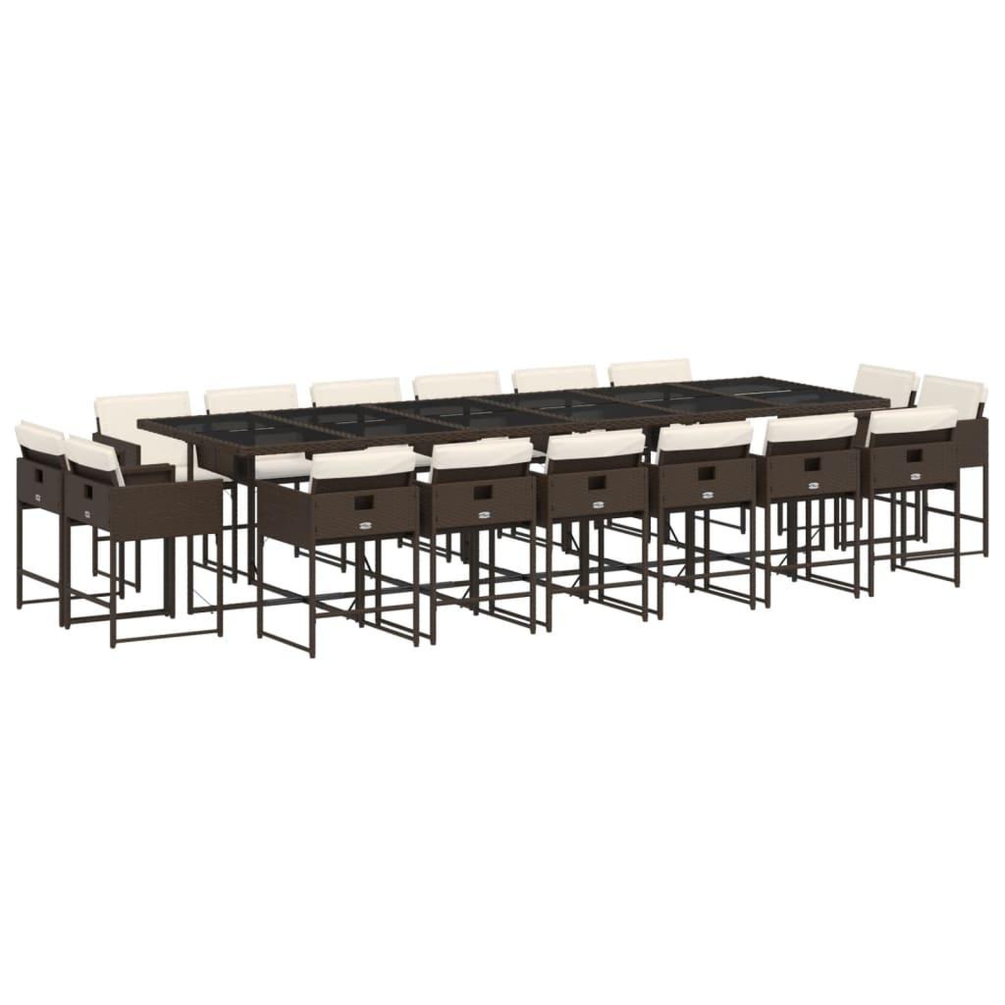 Voir la diapositive 2 : VIDAXL Ensemble a manger de jardin et coussins 17 pcs marron rotin