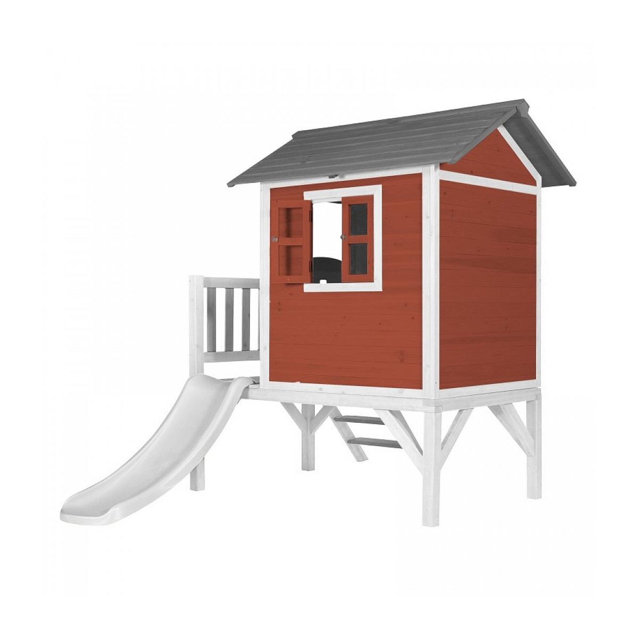 Voir la diapositive 3 : Axi House AXI Maisonnette Lodge XL en bois Rouge toboggan Blanc