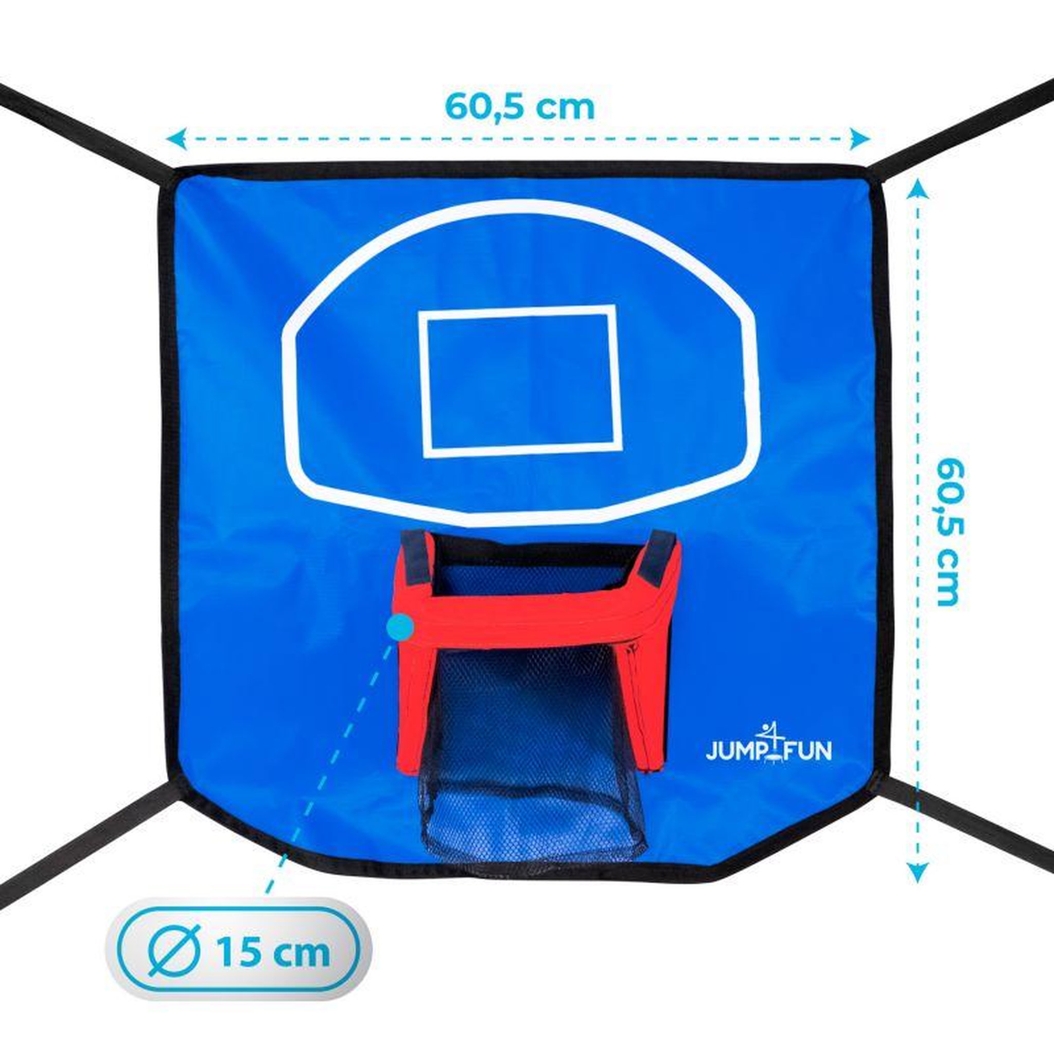 Voir la diapositive 3 : JUMP4FUN Panier de basket avec ballon et pompe inclus pour trampoline de jardin Universel - 60 x 60cm
