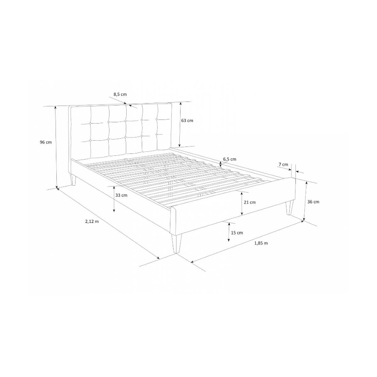 HomeStyle4U Lit double rembourré en tissu gris 180 x 200 cm pour un confort optimal