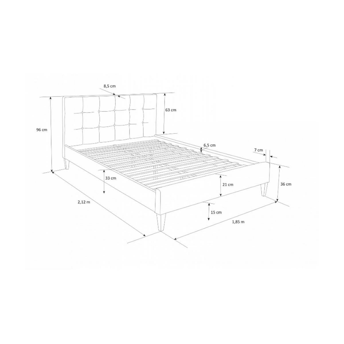 HomeStyle4U Lit double rembourré en tissu gris 180 x 200 cm pour un confort optimal