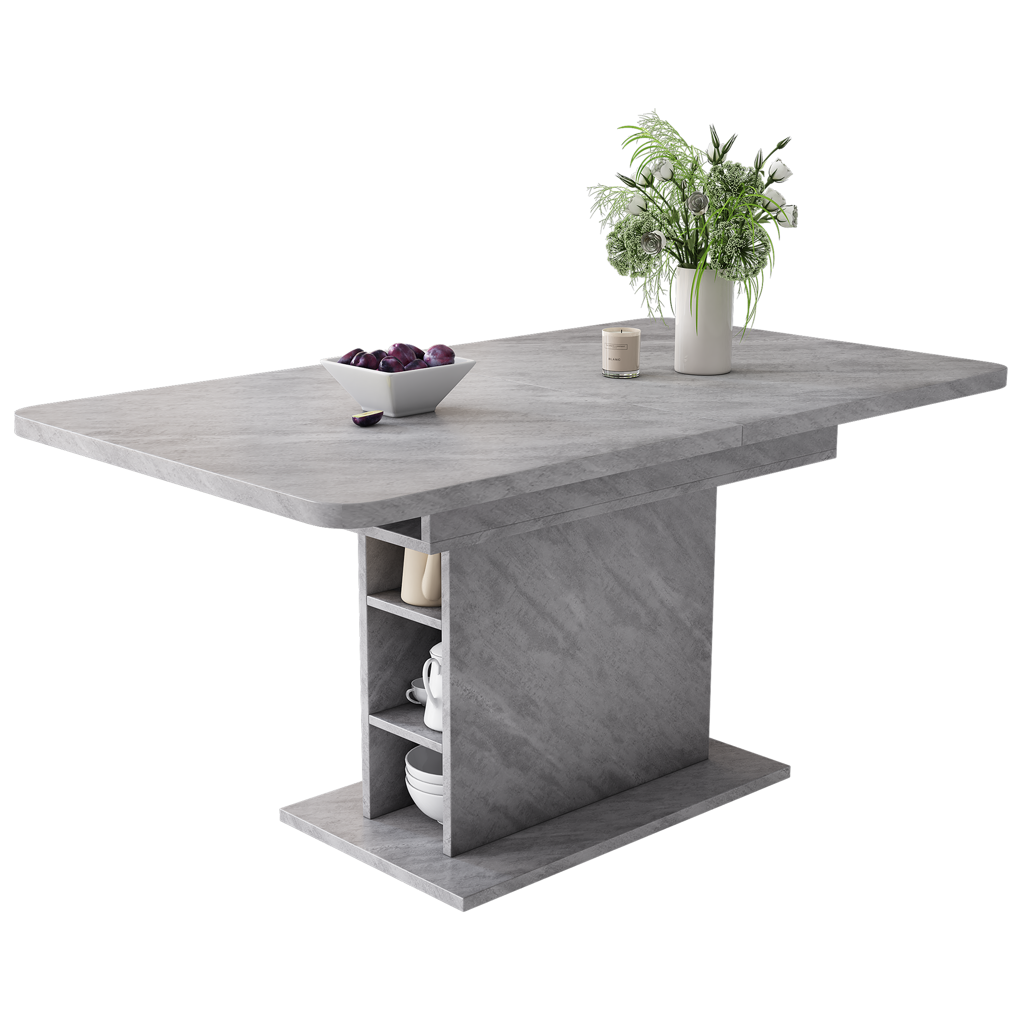 Voir la diapositive 1 : MERAX Table à Manger 110(130) X 70 X 75cm Extensible Avec Rangement