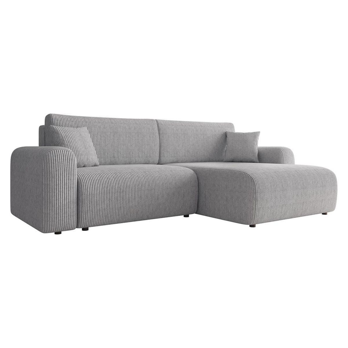 BEST MOBILIER Naomi - canapé d'angle réversible 4 places convertible avec coffre en velours côtelé