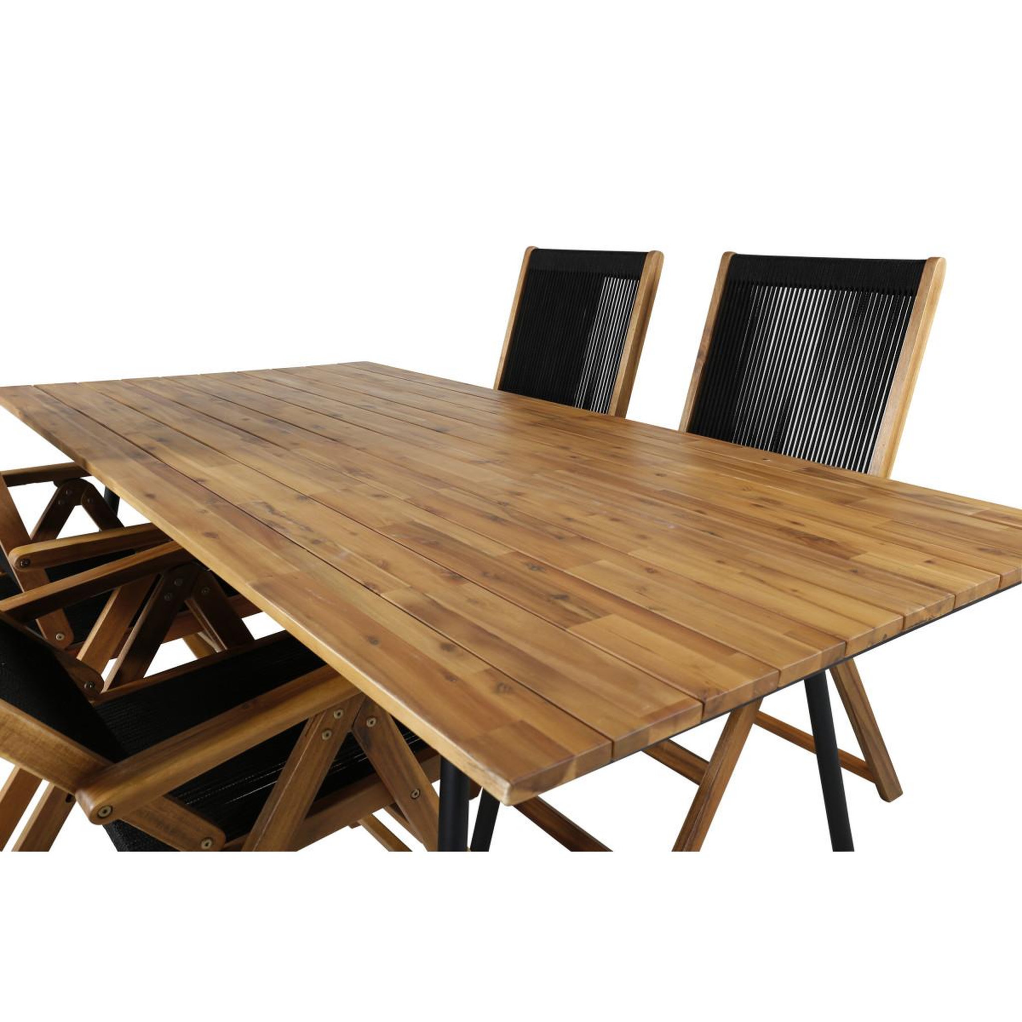 Voir la diapositive 4 : Paris Prix Ensemble table de jardin & 4 chaises  chan & little john  200cm naturel & noir