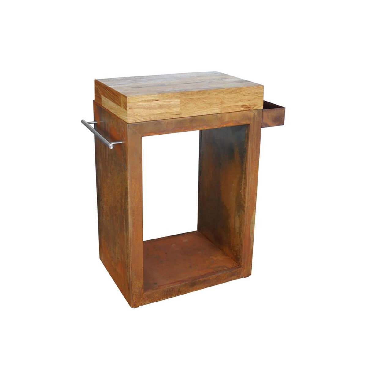 ARTISS DESIGN Meuble multifonction corten avec tablette bois 60 x 45 x 91 cm - Artiss