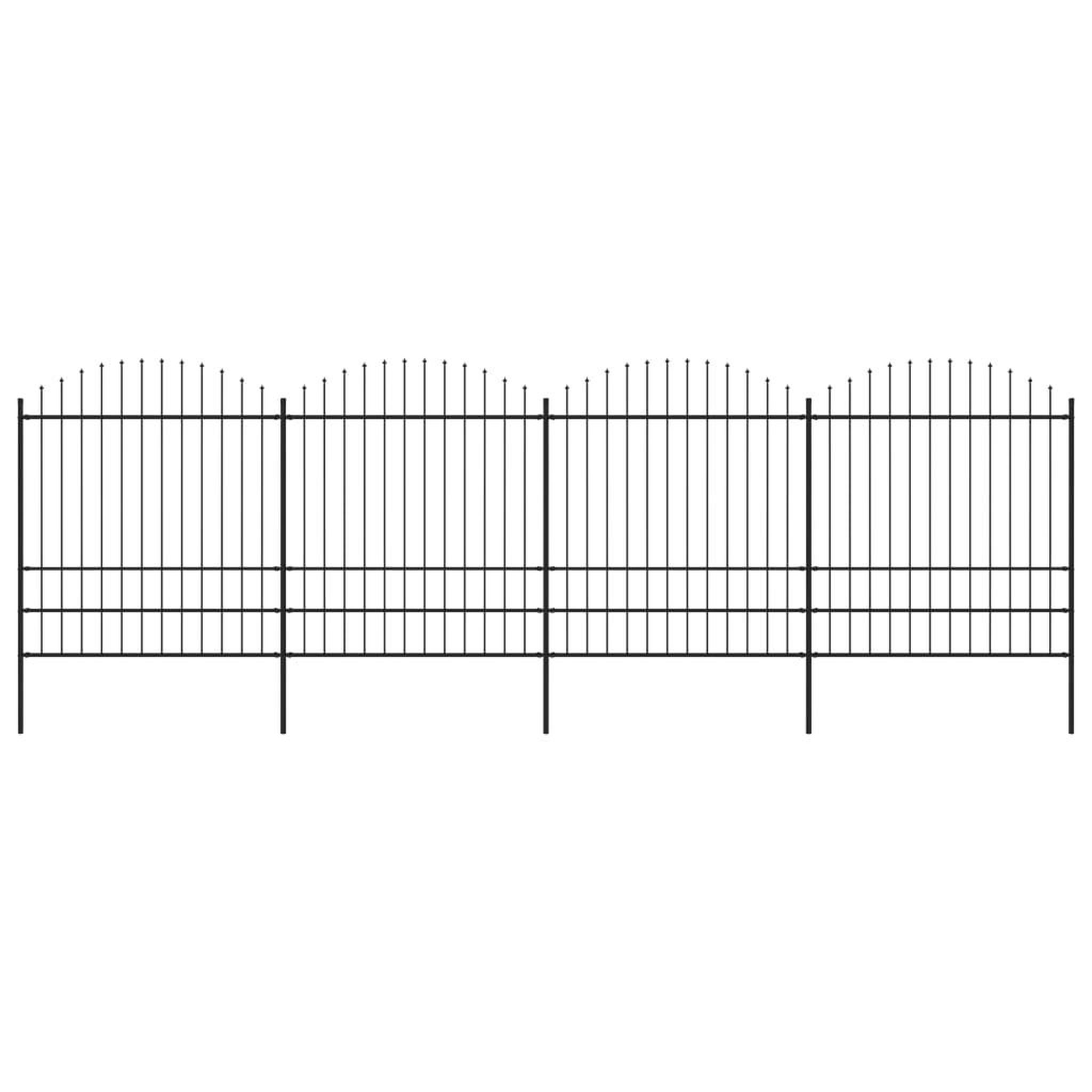 VIDAXL Cloture de jardin a dessus en lance Acier (1,75-2)x6,8 m Noir