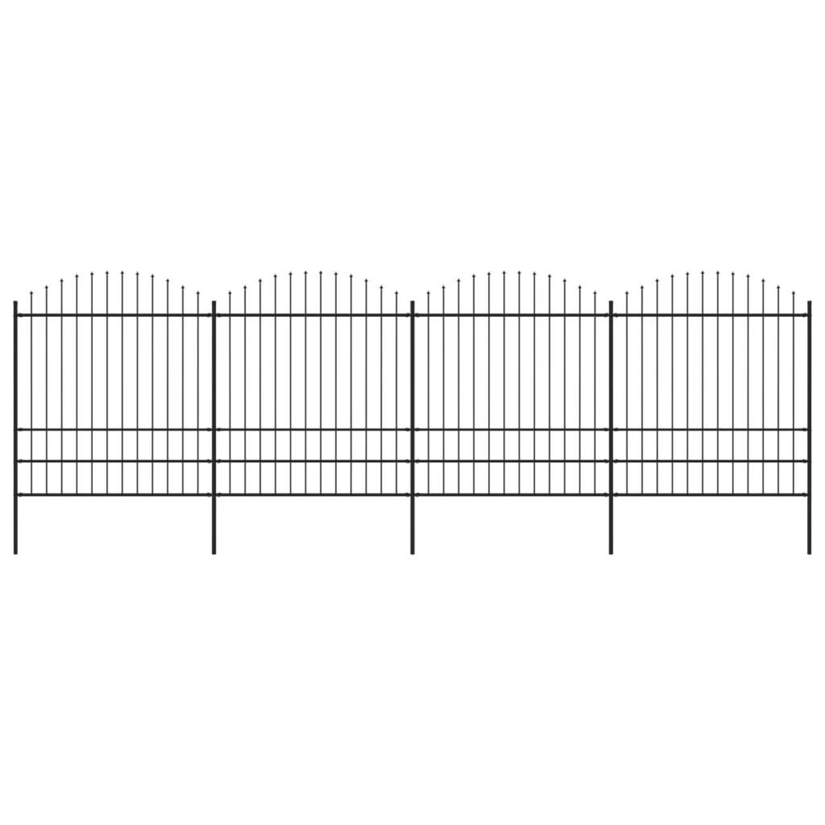 VIDAXL Cloture de jardin a dessus en lance Acier (1,75-2)x6,8 m Noir