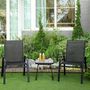 Voir la diapositive 2 : OUTSUNNY Salon de jardin bistro 2 personnes 3 pièces - plateau effet béton ciré acier époxy textilène noir