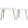 Voir la diapositive 4 : HOMCOM Lot de 2 tables basses gigognes design scandinave bicolore bois clair blanc pieds effilés bois de pin
