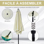 Voir la diapositive 6 : OUTSUNNY Parasol inclinable de jardin balcon terrasse manivelle toile polyester imperméabilisée haute densité 180 g/m² Ø2,7 x 2,35H m alu crème