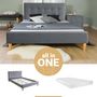 Voir la diapositive 6 : HomeStyle4U Lit rembourré avec matelas 120x200 Sommier à lattes