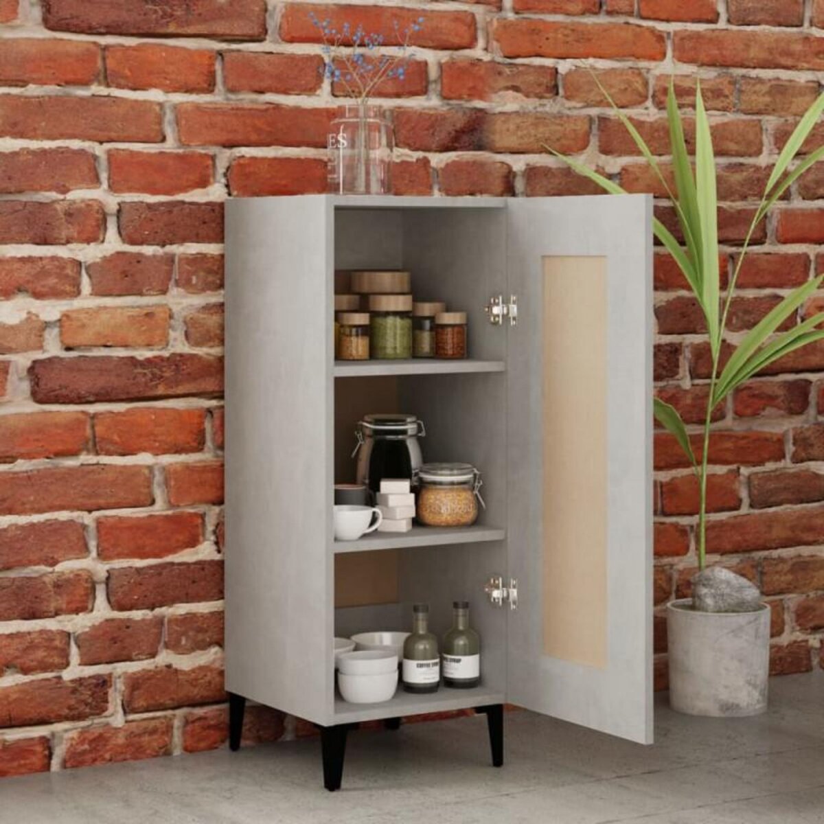 VIDAXL Buffet Gris béton 34,5x34x90 cm Bois d ingénierie