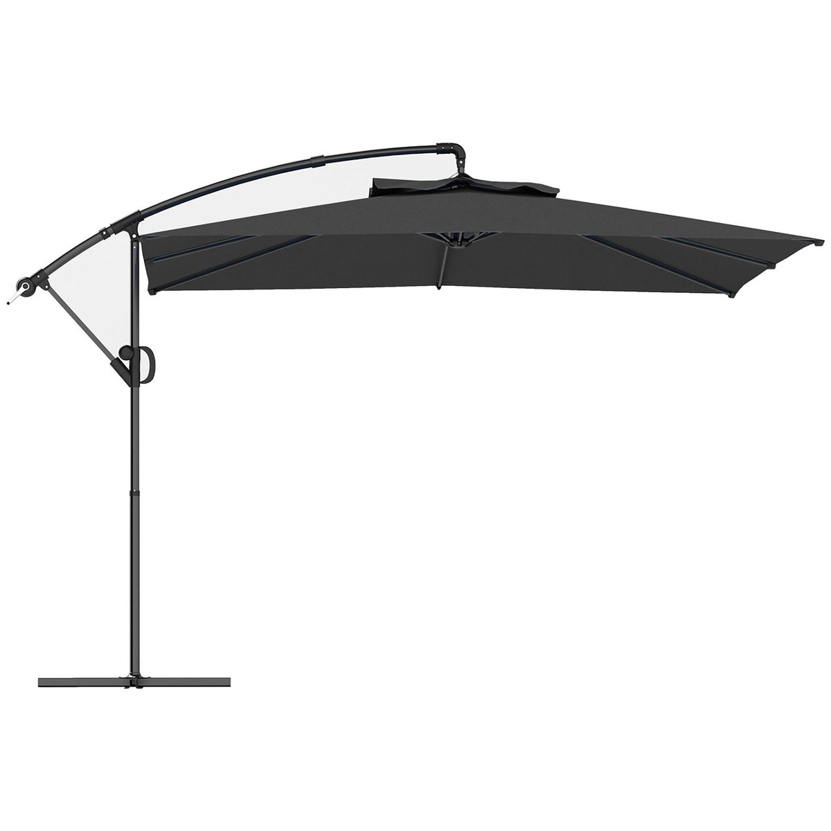 OUTSUNNY Parasol déporté carré 3 x 3 m réglable piètement croix manivelle tissu haute densité 180g/m² UPF50+ gris