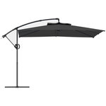 OUTSUNNY Parasol déporté carré 3 x 3 m réglable piètement croix manivelle tissu haute densité 180g/m² UPF50+ gris