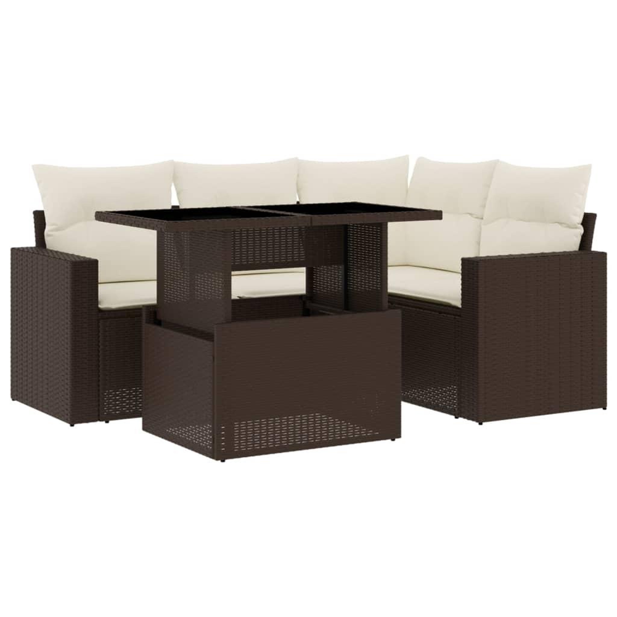 Voir la diapositive 2 : VIDAXL Salon de jardin avec coussins 5 pcs marron resine tressee