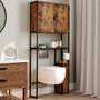 Voir la diapositive 2 : ID MARKET Meuble WC 3 en 1 avec armoires de rangement bois foncé DAYTON design industriel