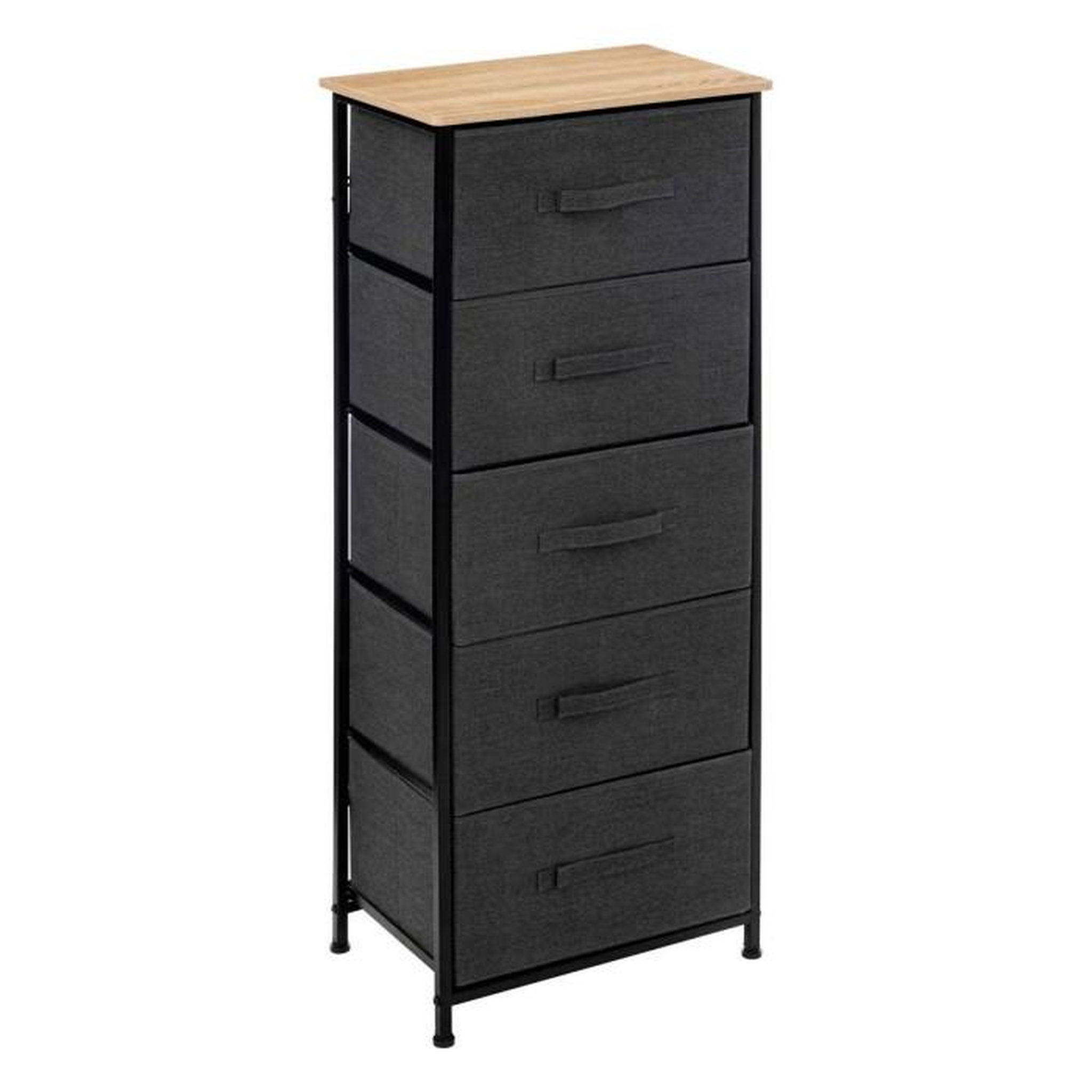 FIVE Meuble de Rangement 5 Tiroirs  Tissa  114cm Gris Foncé