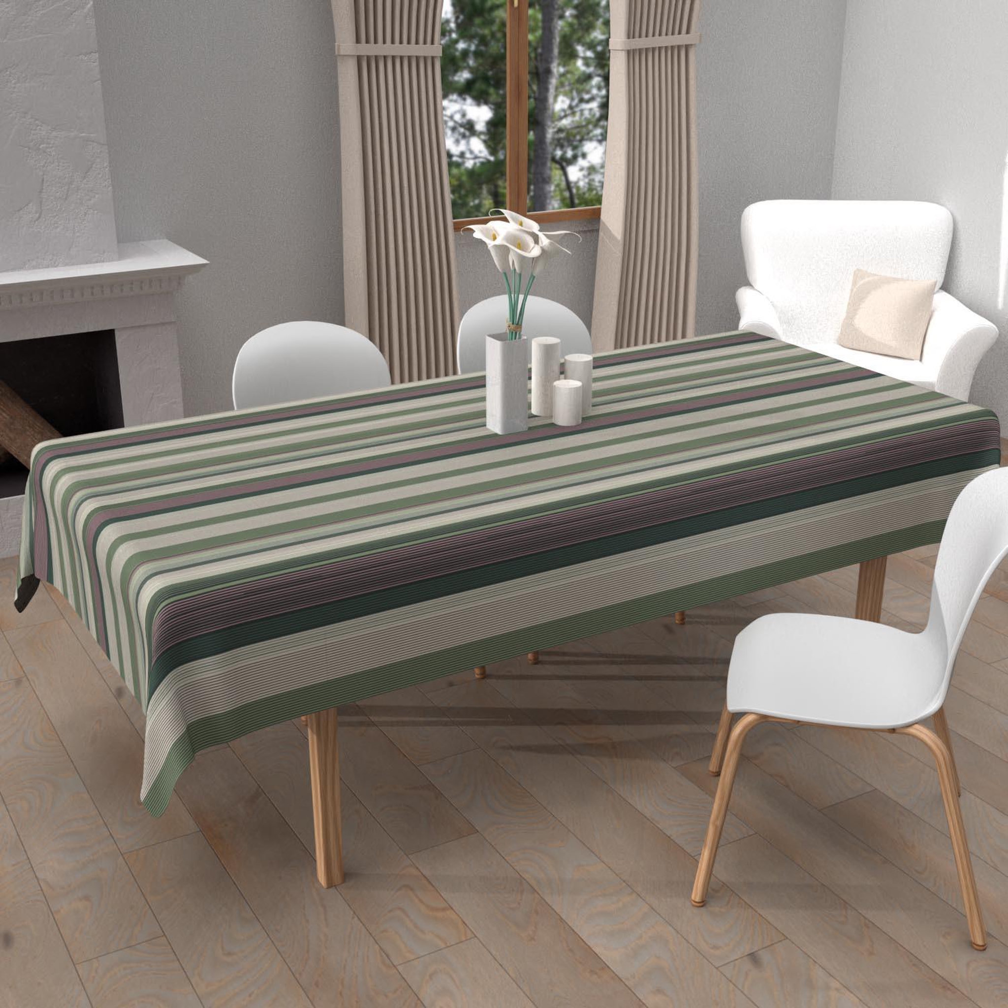Voir la diapositive 1 : SOLEIL D'OCRE Nappe imprimée anti-tâches BAYADERES, par Soleil d'Ocre