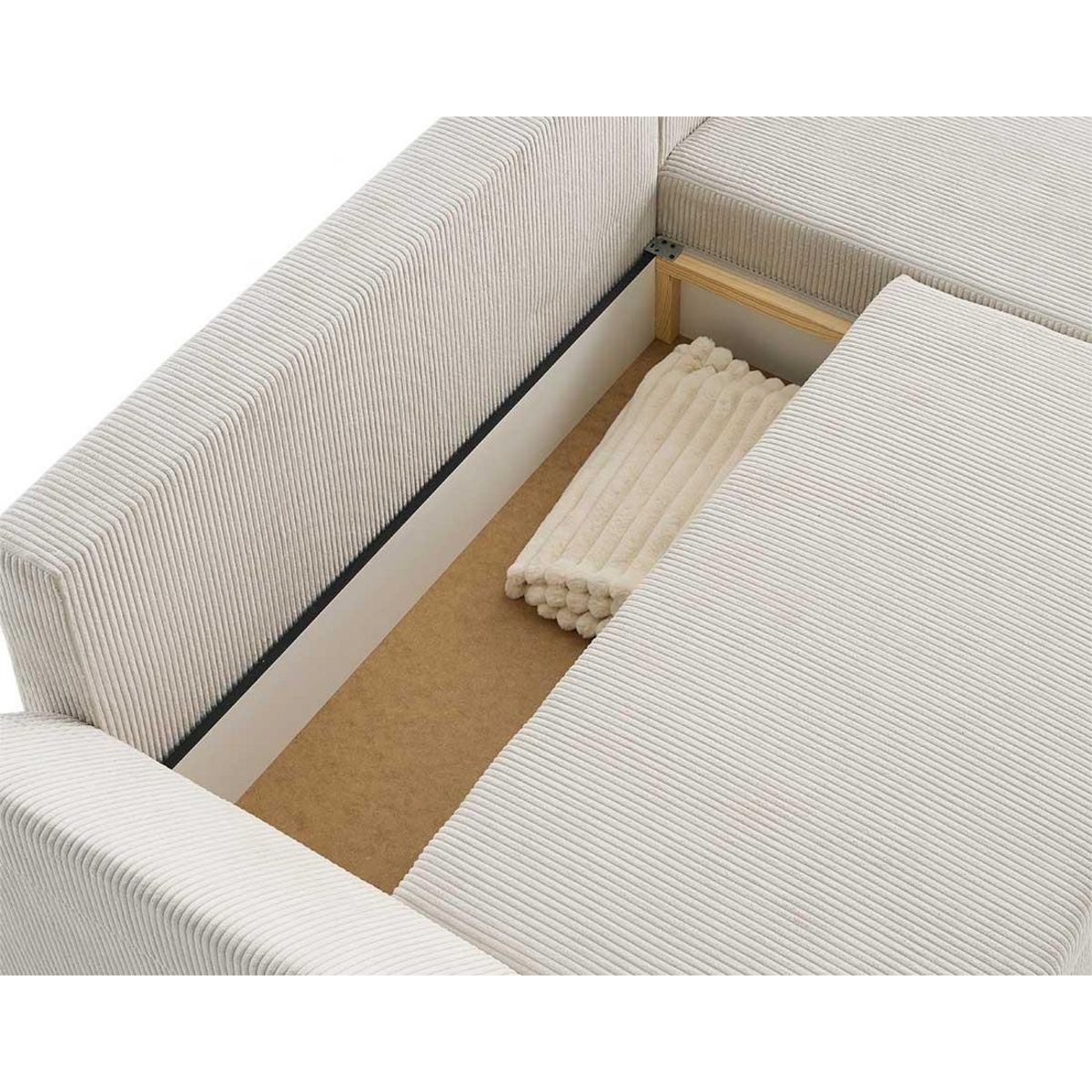 BEST MOBILIER Mike - canapé d'angle réversible - 4 places - convertible avec coffre - en velours côtelé