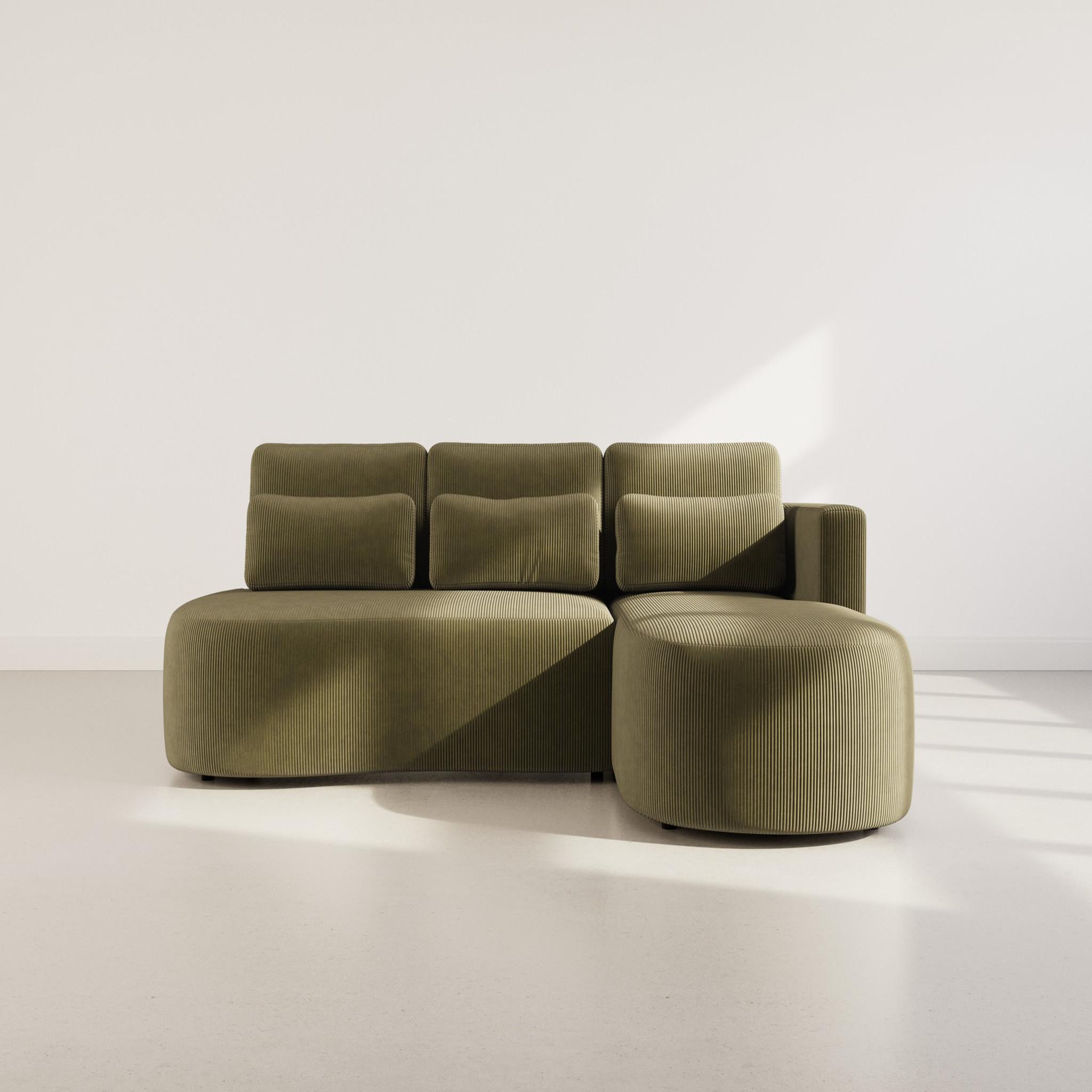 Voir la diapositive 5 : BEST MOBILIER Mahina - canapé d'angle droit 4 places convertible avec coffre en velours côtelé