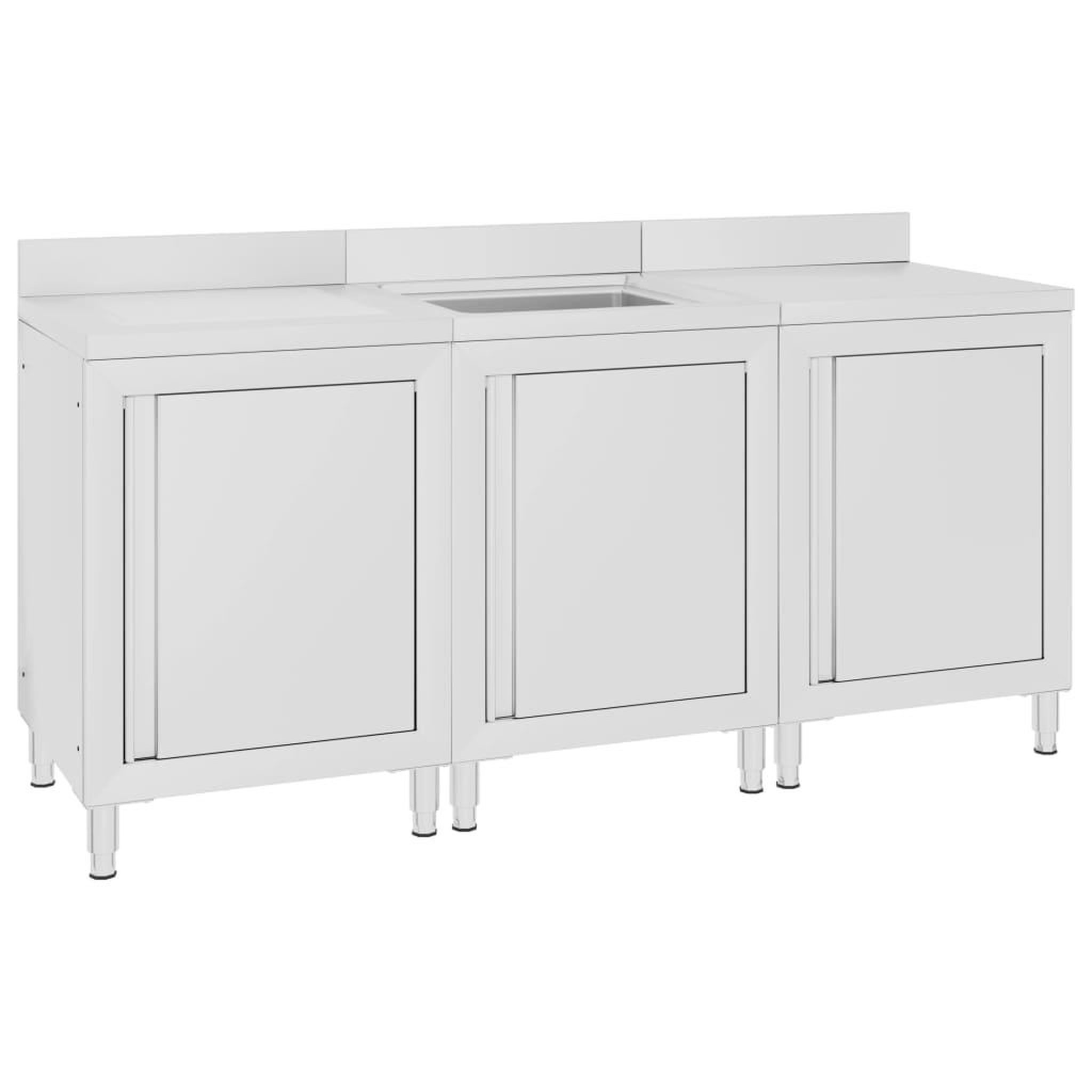 Voir la diapositive 2 : VIDAXL Evier de cuisine commercial 180x60x96 cm Acier inoxydable