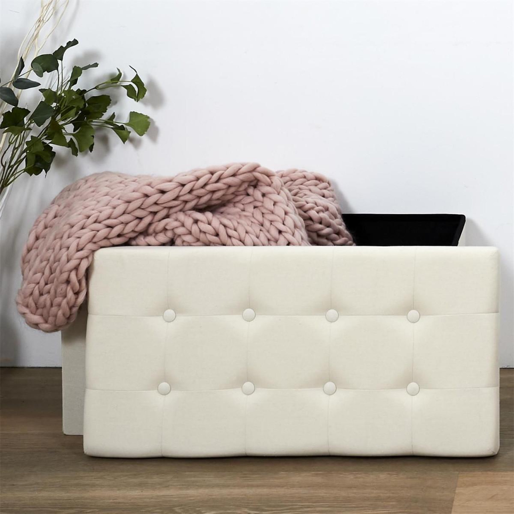 Voir la diapositive 6 : The Home Deco Factory Banc pliable & coffre  eleonor  76cm beige
