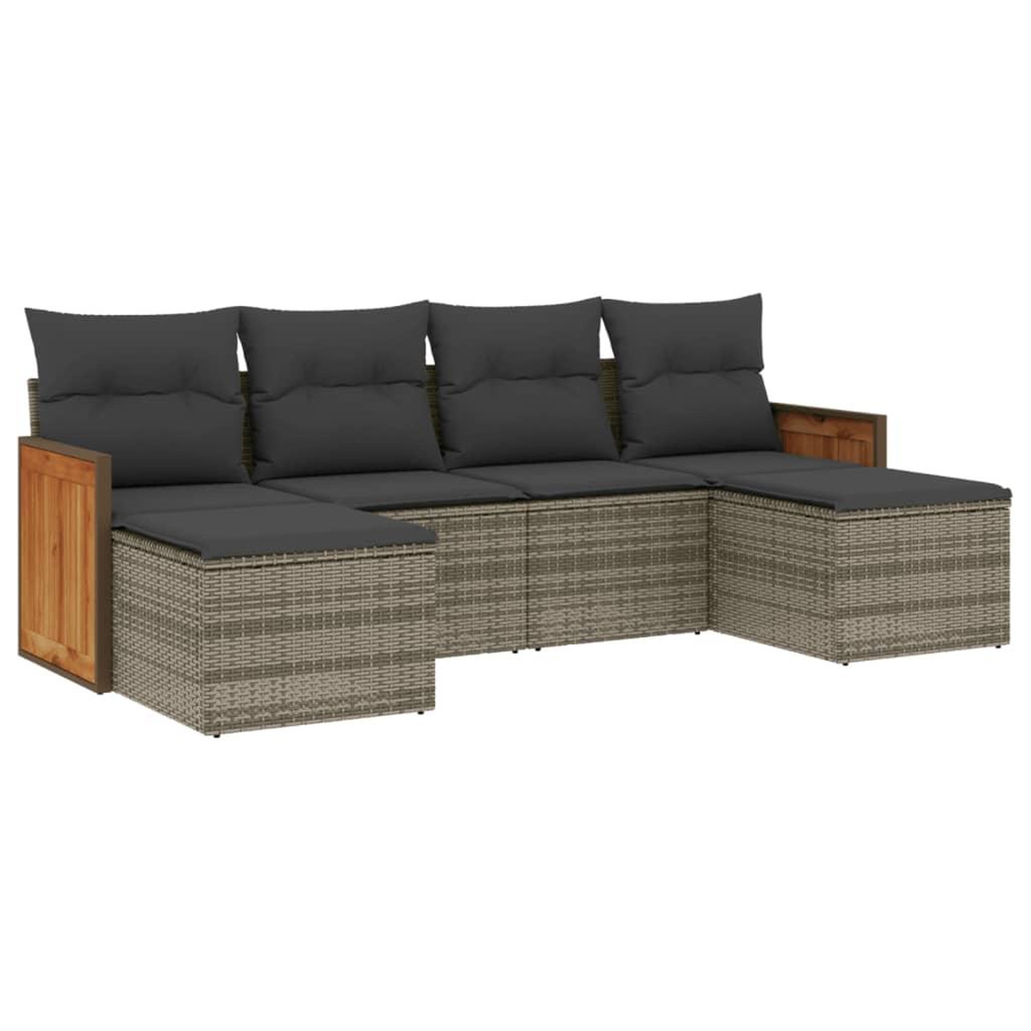 Voir la diapositive 2 : VIDAXL Salon de jardin 6 pcs avec coussins gris resine tressee