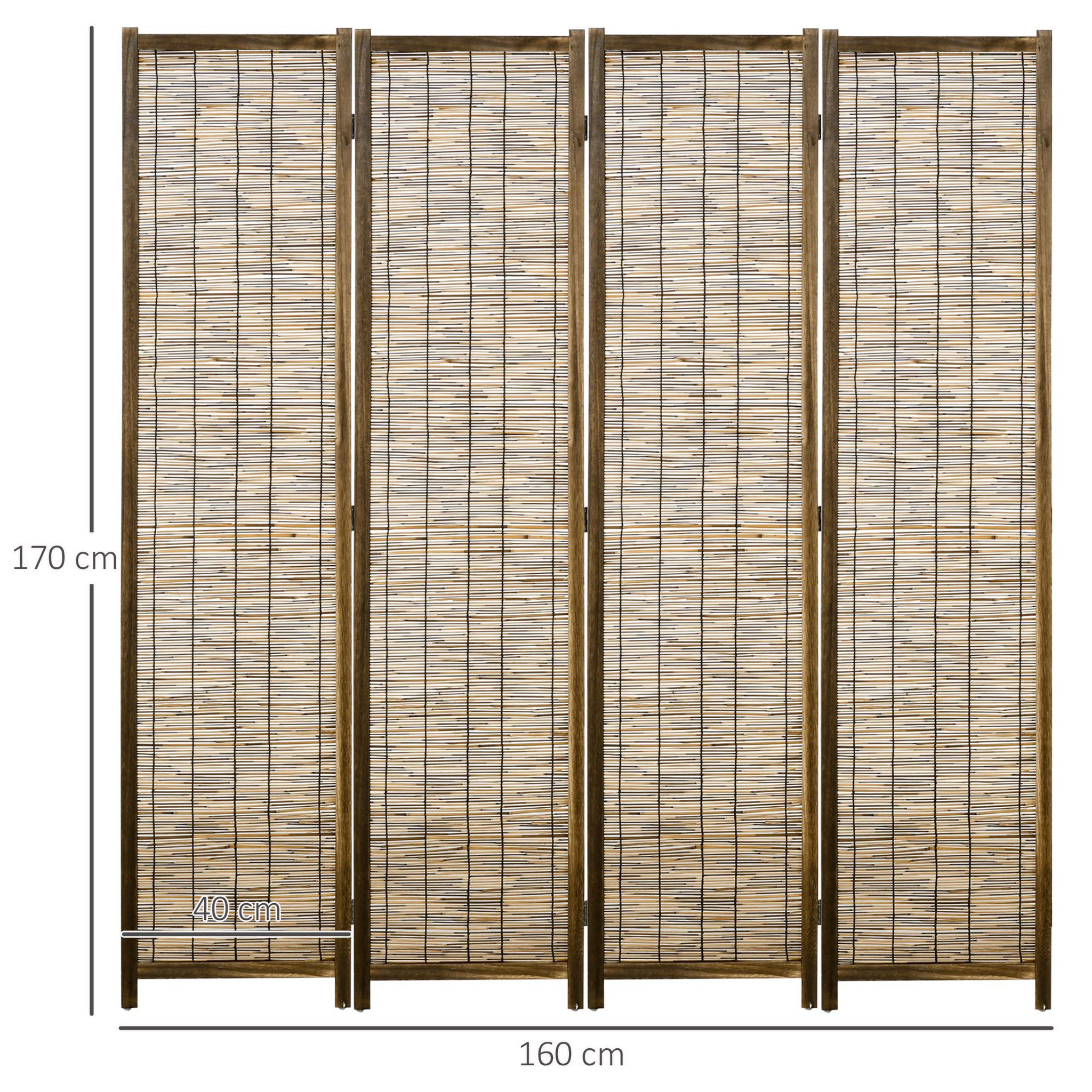 Voir la diapositive 3 : HOMCOM Paravent intérieur 4 panneaux pliables séparateur de pièce bois de paulownia roseau