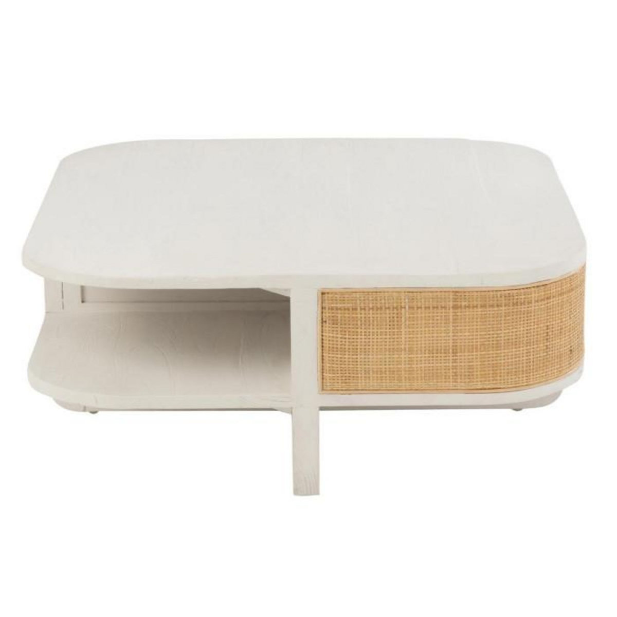 Paris Prix Table Basse en Rotin  Molly  85cm Blanc & Beige